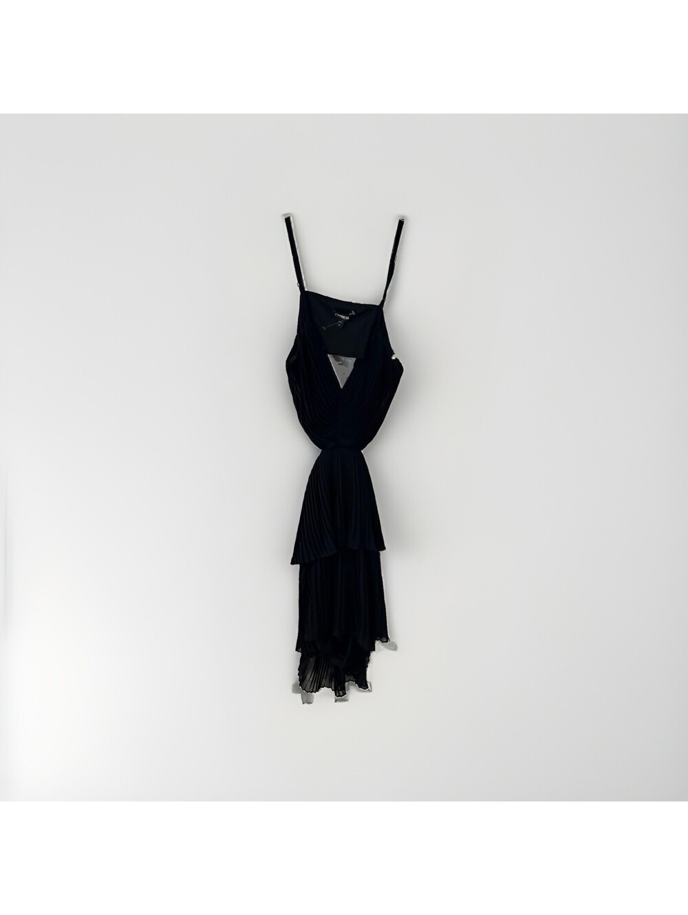 EXPRESS Black Pleated Halter Cocktail Dress Open Back Women's Sz Small NEW!